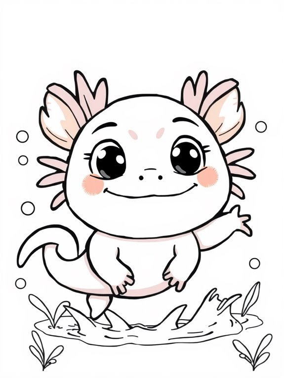 cute axolotl coloring page