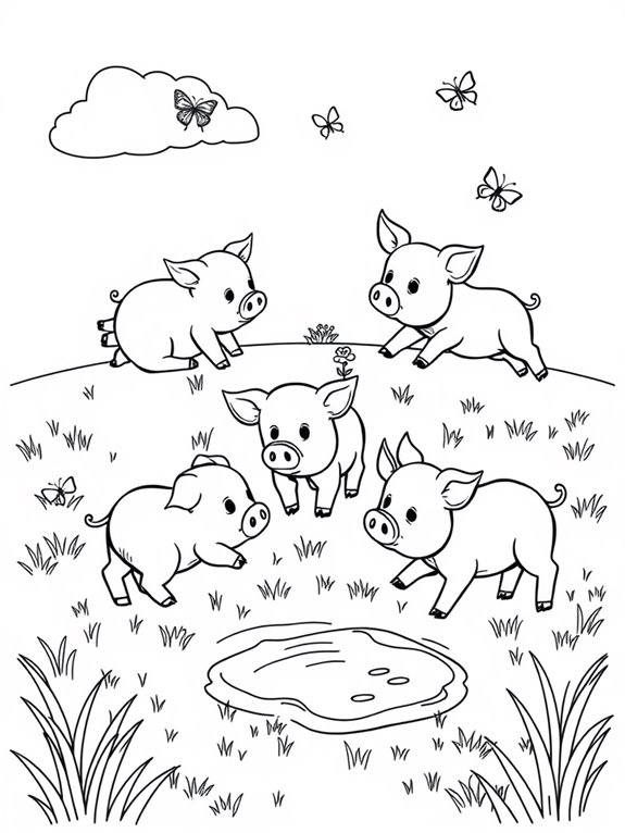 cute baby pigs illustration