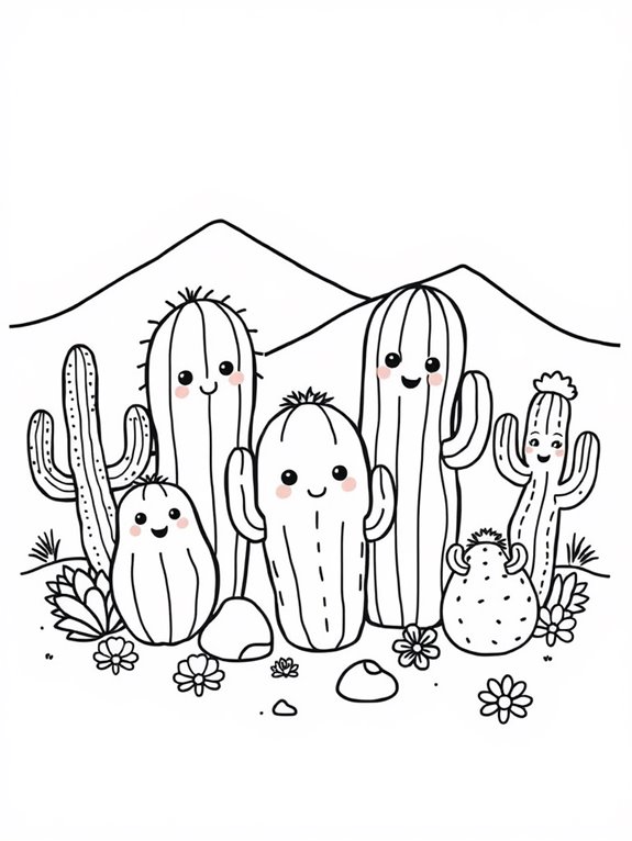 cute cactus family illustration