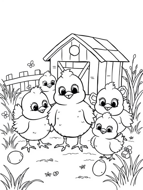 cute cartoon chicks coloring page