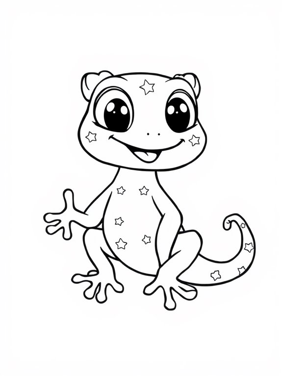 cute cartoon gecko coloring page