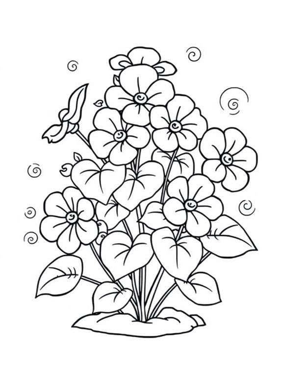 cute cartoon geranium coloring page