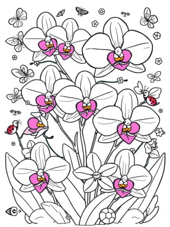 cute cartoon orchid coloring