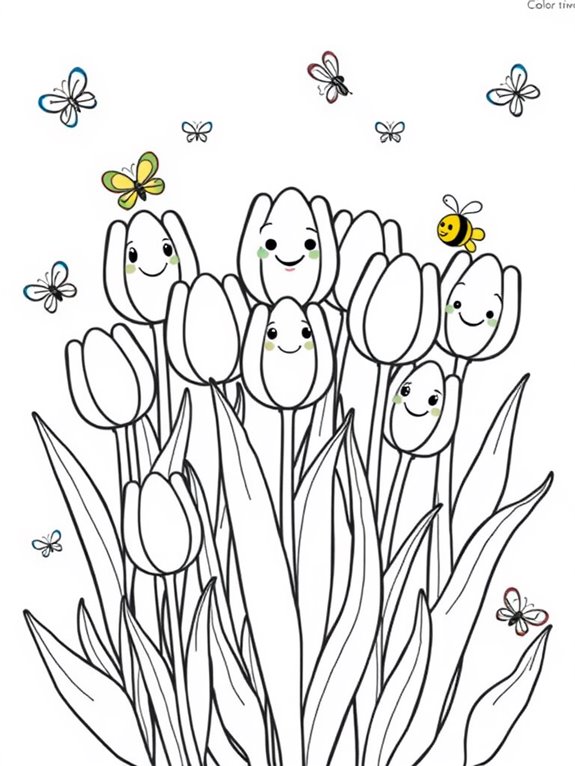 cute cartoon tulip drawing