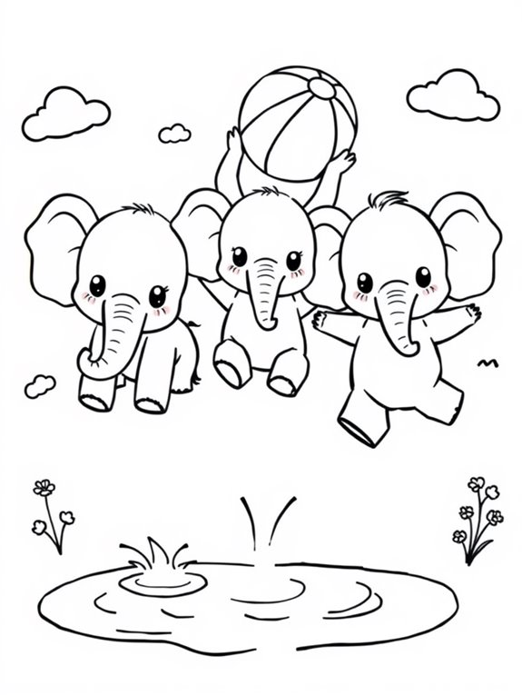 cute elephants coloring page