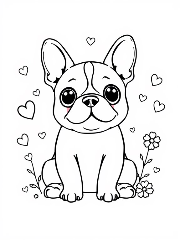 cute french bulldog illustration