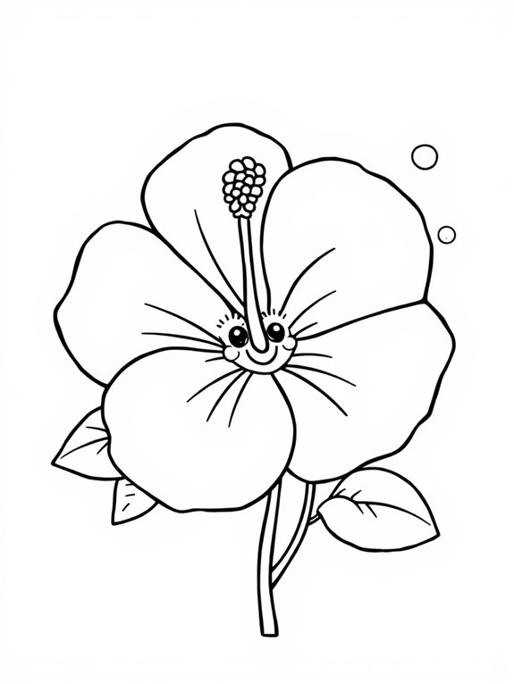 cute hibiscus flower illustration