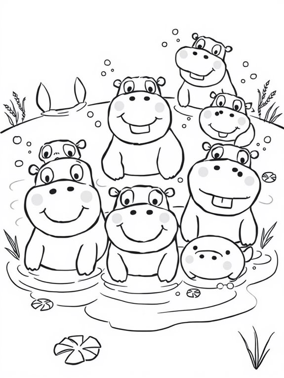 cute hippos coloring fun