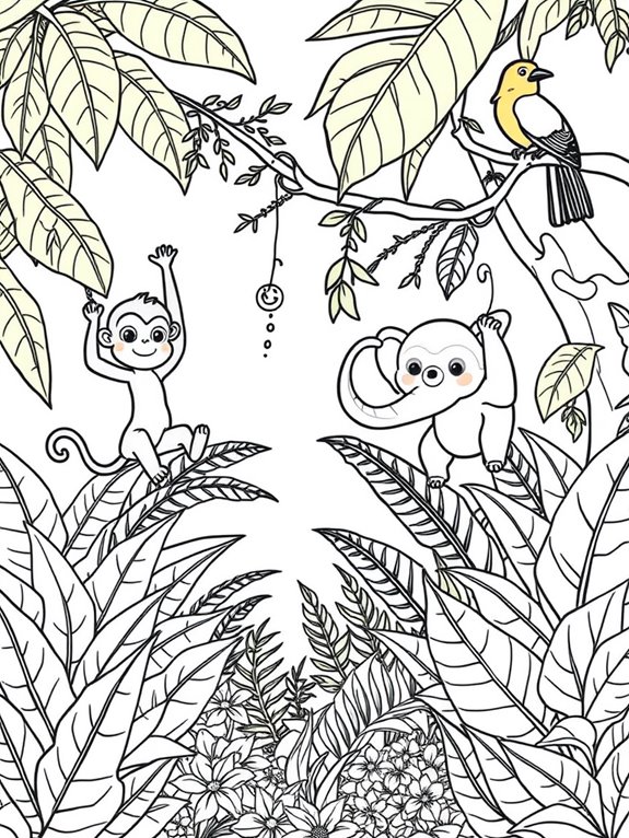 cute jungle animals coloring