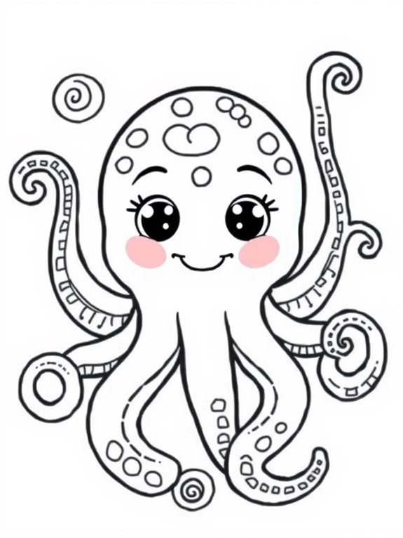 cute kraken with big eyes