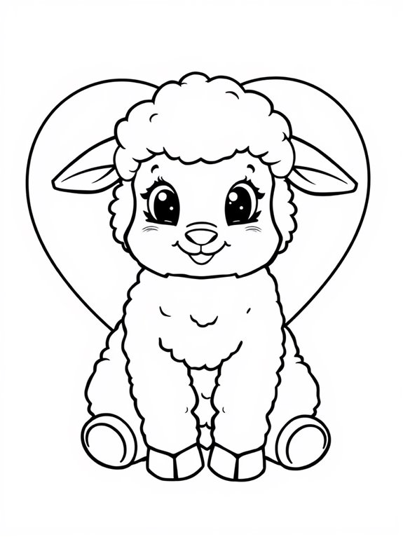 cute lamb with heart