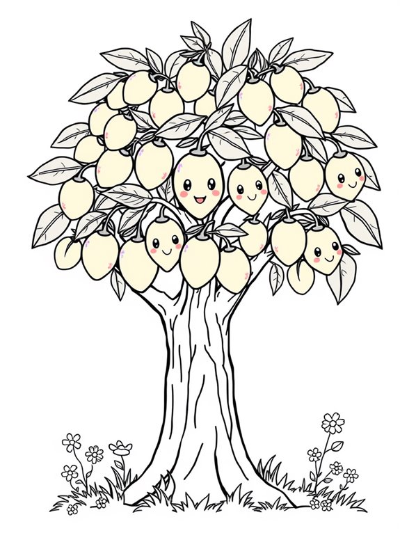 cute mangoes coloring page