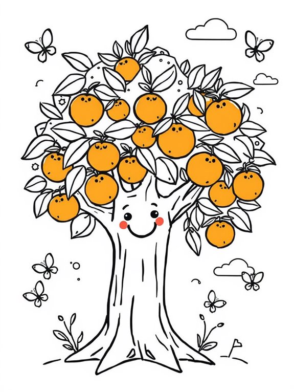 cute orange tree illustration