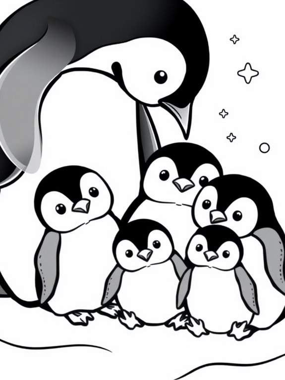 cute penguin family coloring