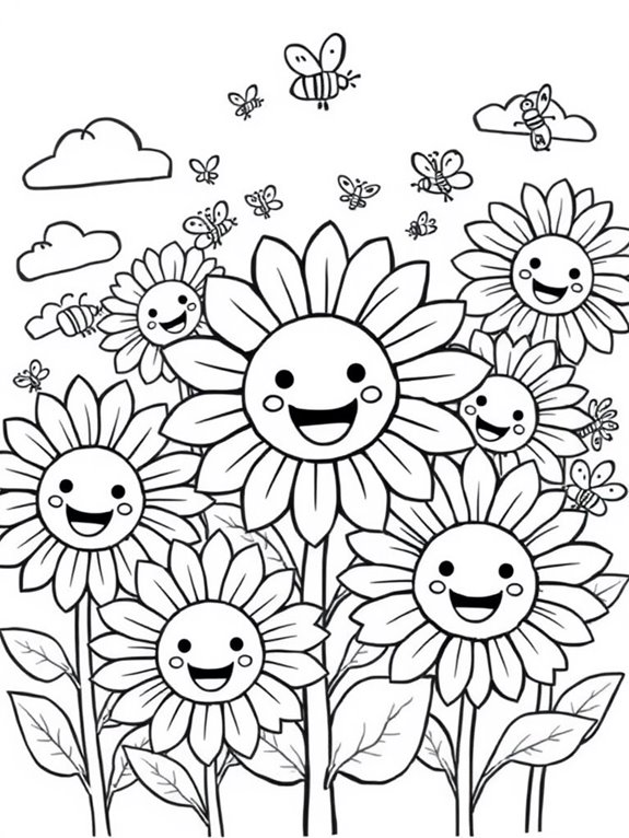 cute sunflower coloring page