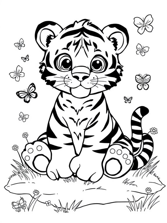 cute tiger cub coloring page