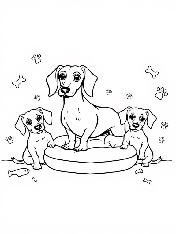 dachshund family coloring page