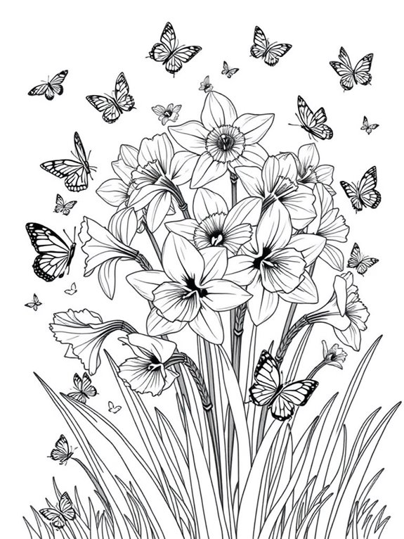 daffodils and butterflies design