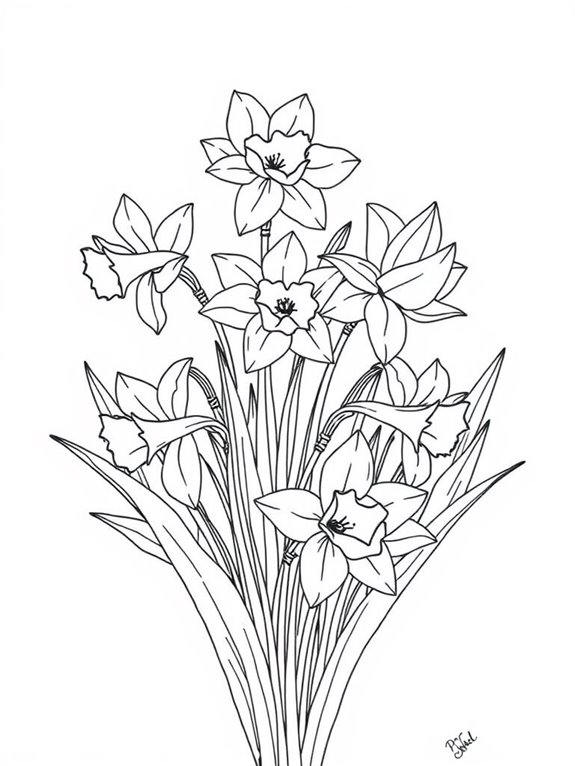 daffodils coloring page design