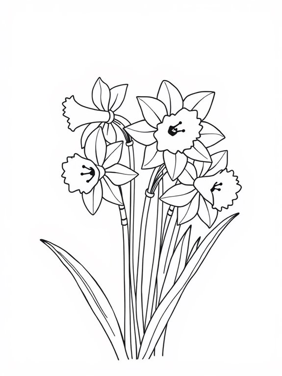 daffodils coloring page design