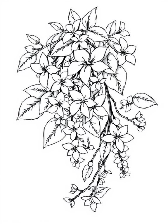 delicate jasmine vine illustration