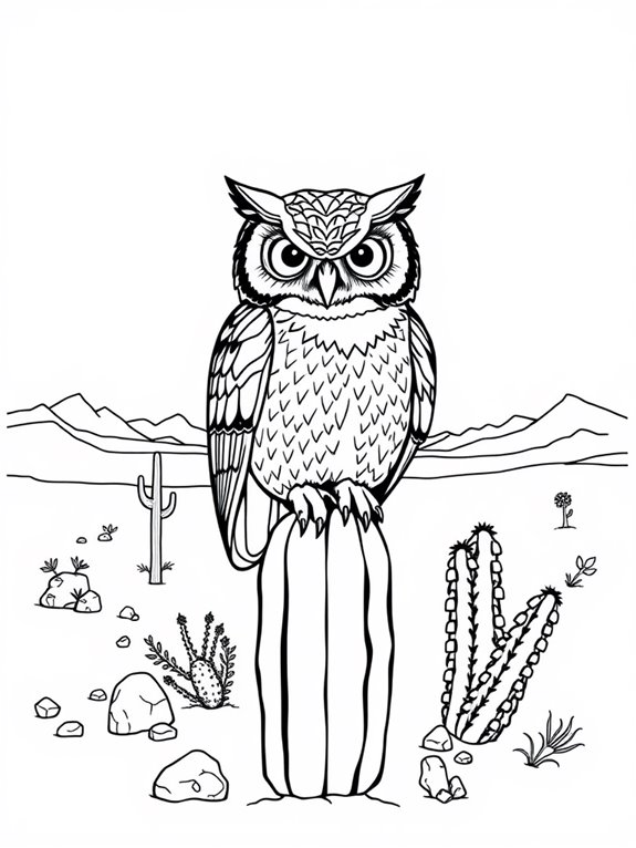 desert owl coloring activity