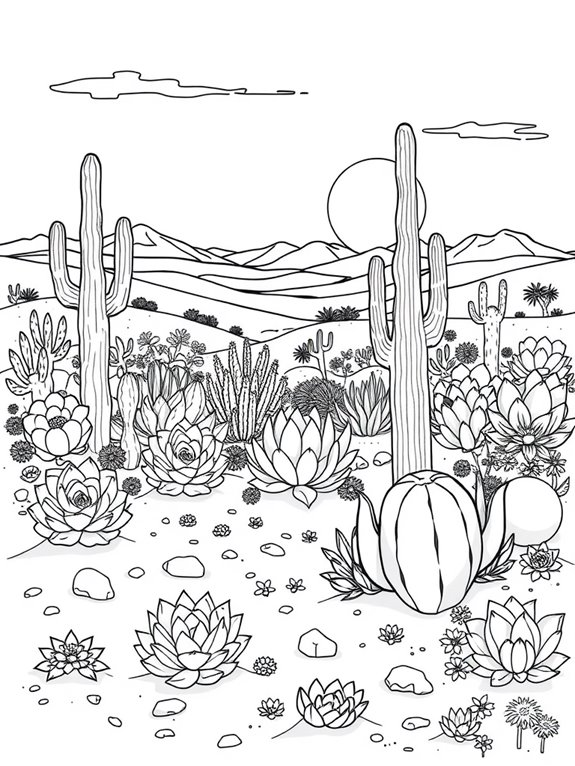 desert succulents coloring page