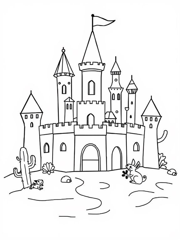 desert themed sandcastle illustration