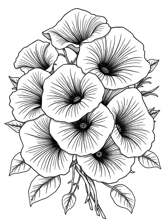 detailed petunia flower cluster