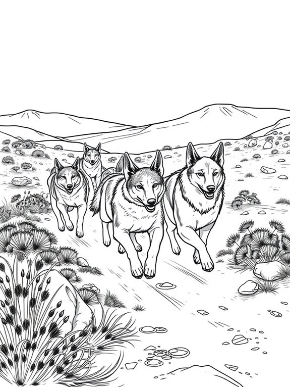 dingoes running coloring activity