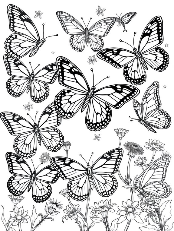 diverse butterfly species illustration