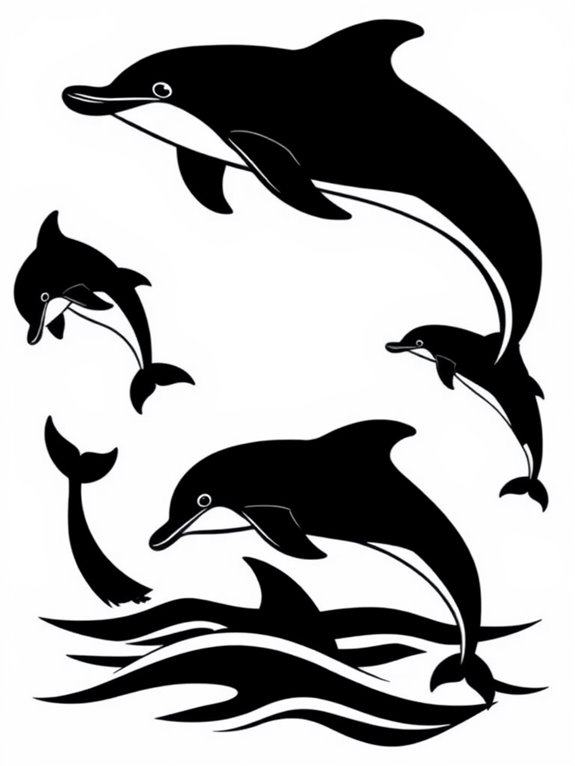 dolphin silhouette coloring page