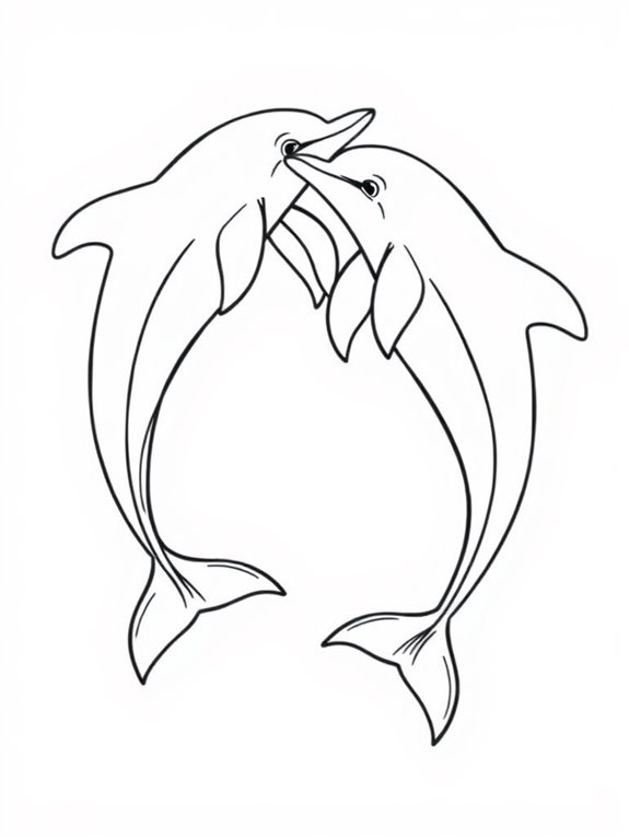 dolphins swimming coloring page