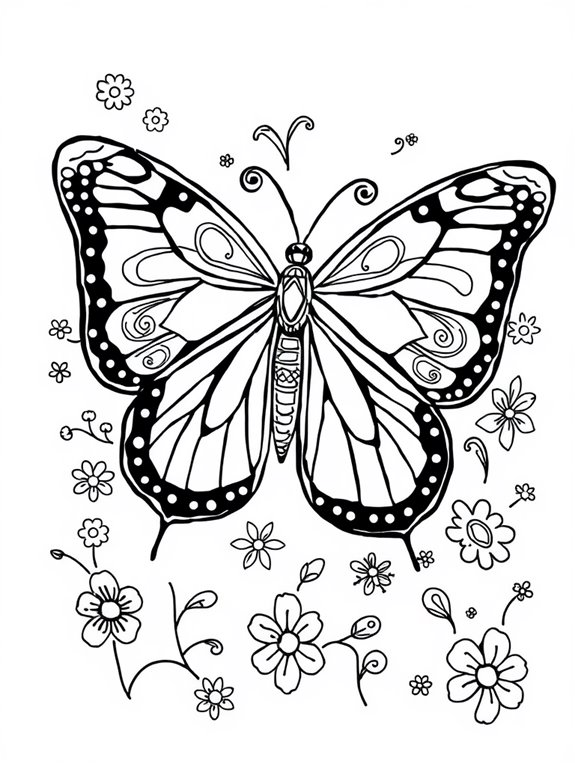 doodle art monarch butterfly