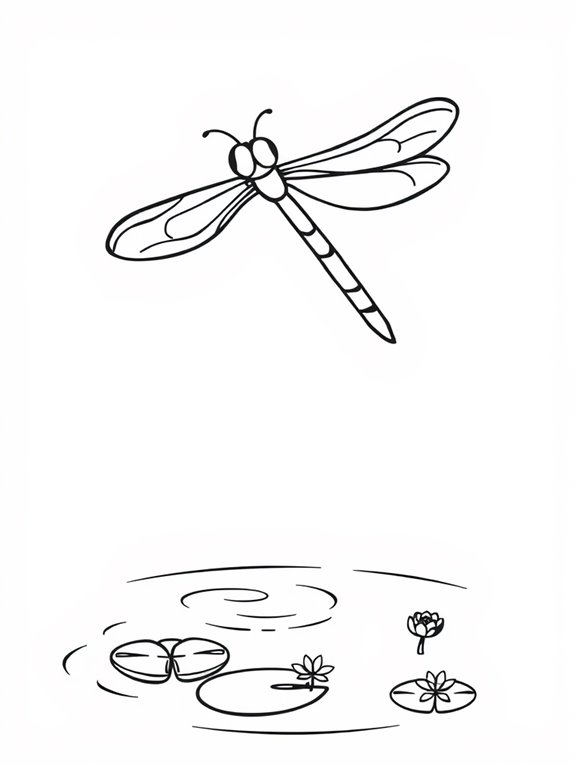 dragonfly above pond coloring