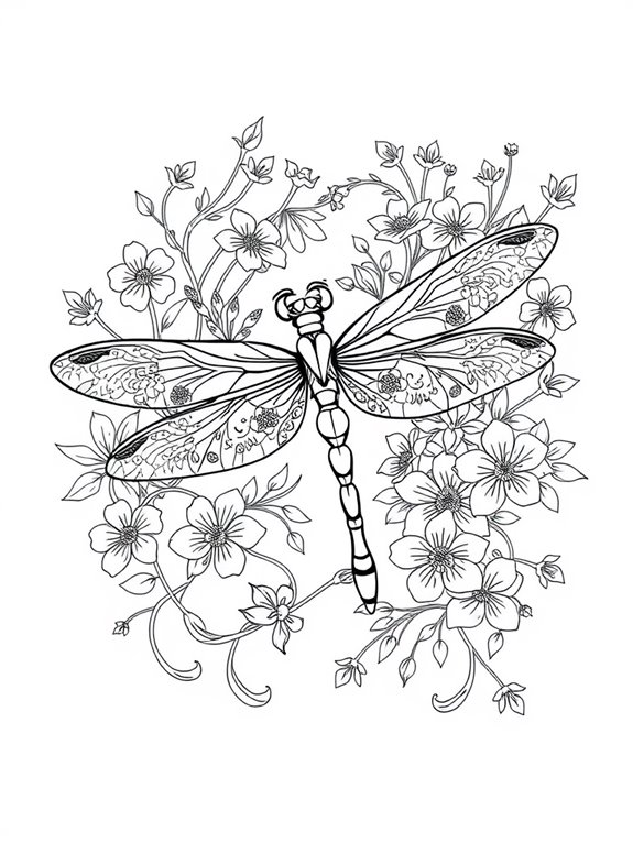 dragonfly with floral patterns