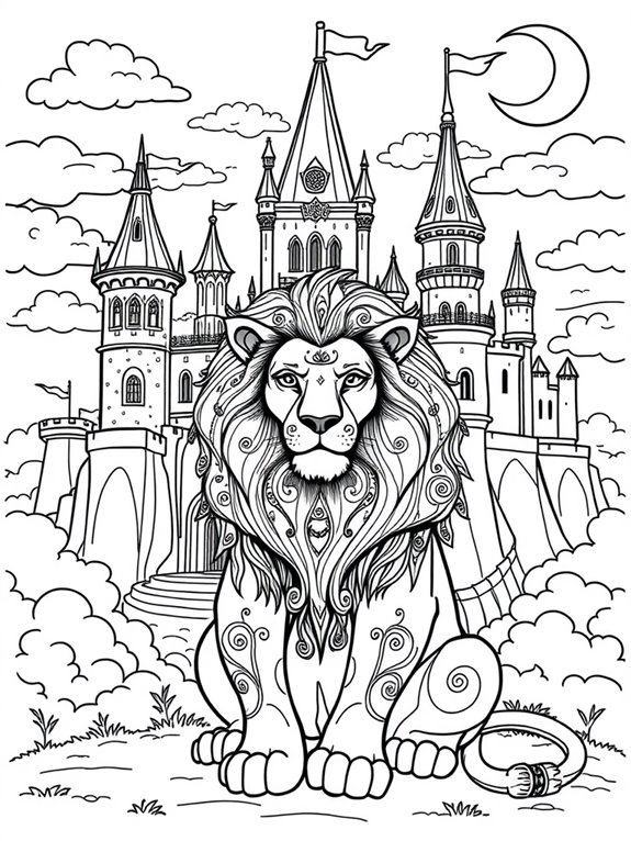 dreamy lion in castle