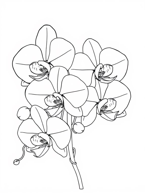 easy orchid coloring page