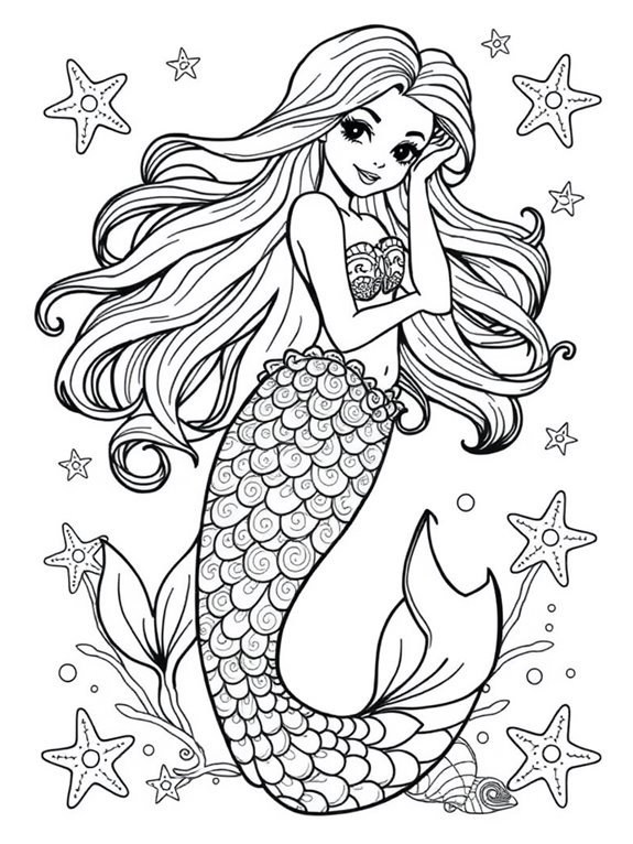 elegant mermaid with hair