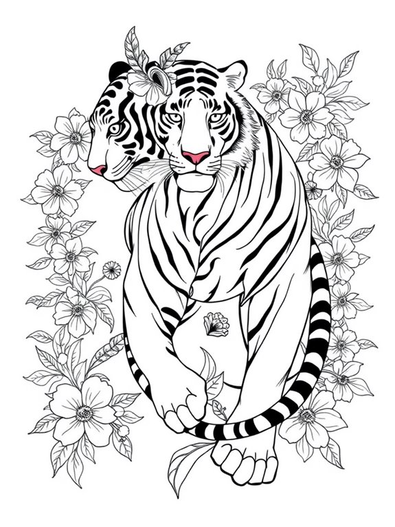 elegant tiger coloring page