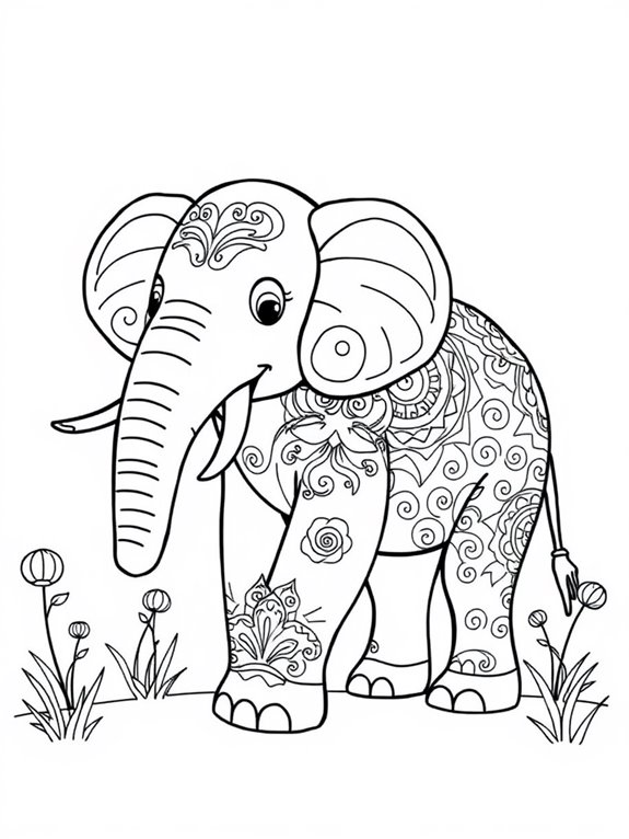 elephant coloring page design