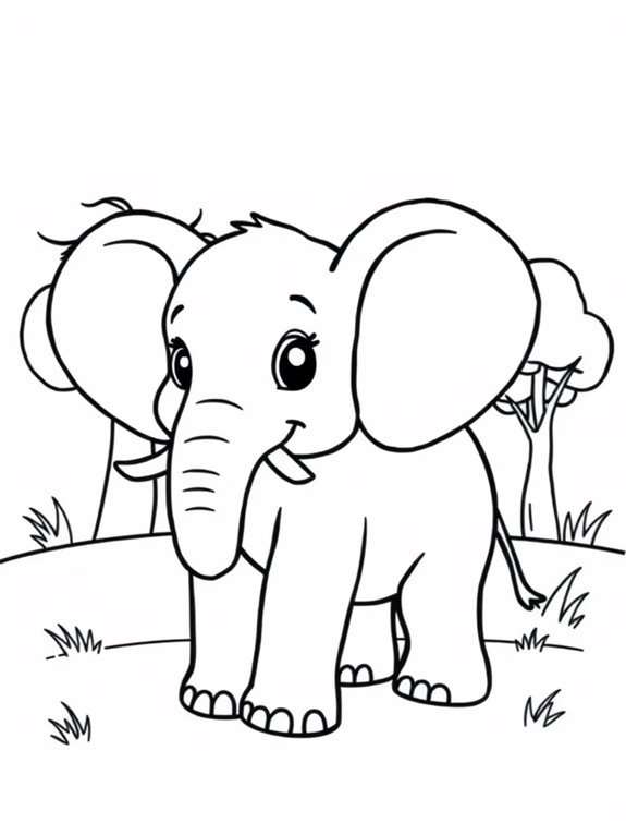 elephants coloring page shapes