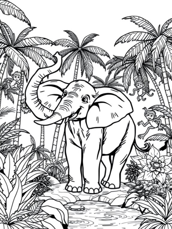 elephants in jungle scene