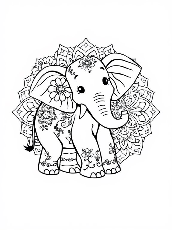 elephants with mandala designs