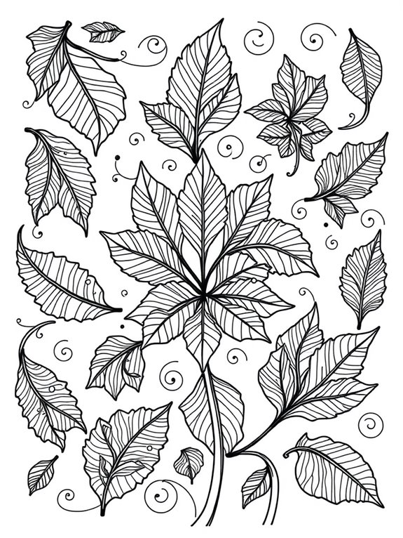 elm leaf patterns coloring