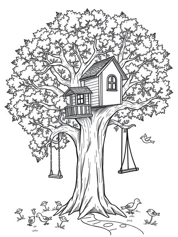 elm tree house illustration