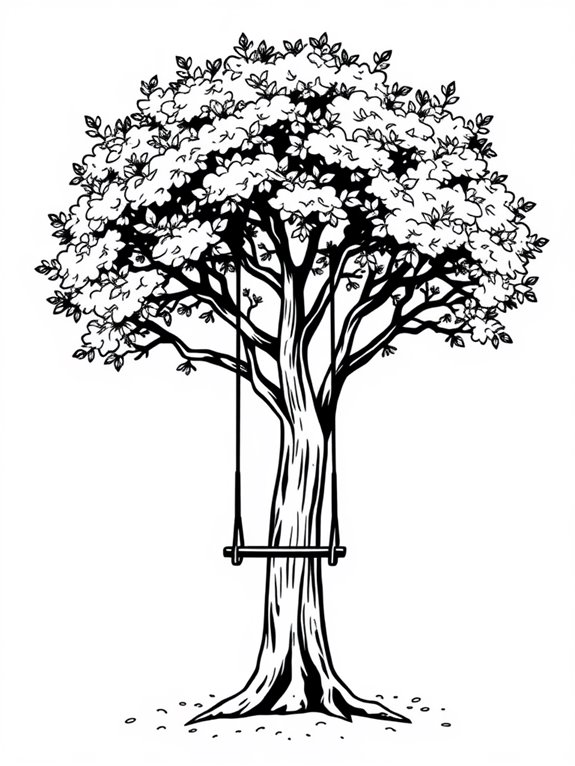 elm tree swing coloring page