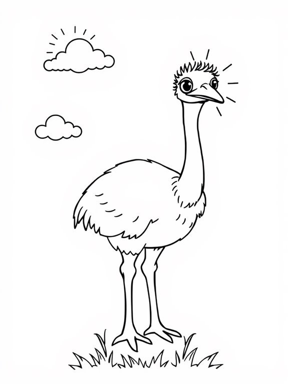 emus coloring page fun