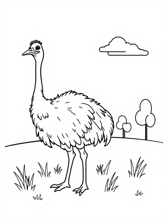 emus coloring page outlines