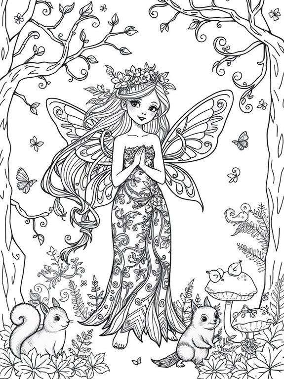 enchanting nymph coloring page